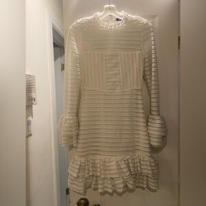 Lulu's White Textured Long Sleeve Dress